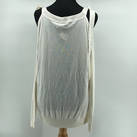 𝅺MOSSIMO Dutti NWT open shoulder cold shoulder sweater cream soft light weight - Picture 4 of 8